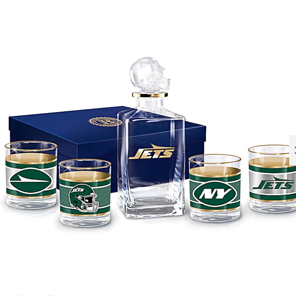 New York Jets Five-Piece Decanter And Glasses Set